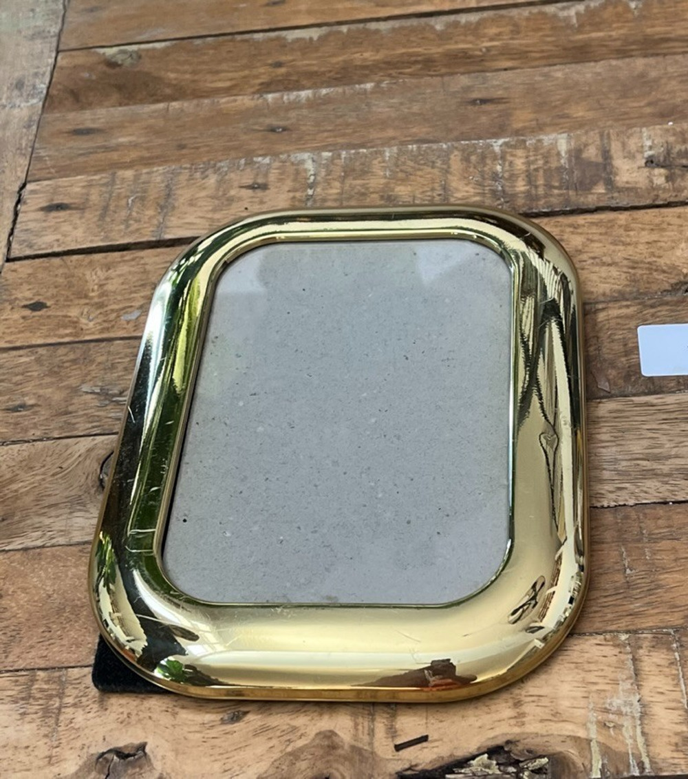 Vintage MCM Gold-Toned Brass Picture Frame 4.5" x 6.5" with Puffy Rounded Edge